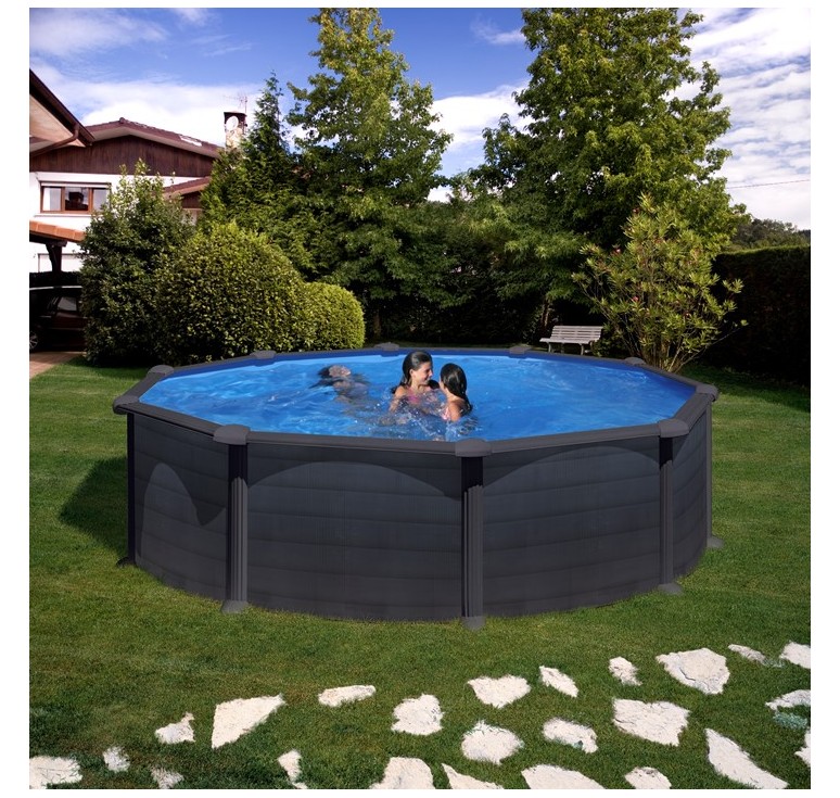 piscina fuori terra gre ovale in acciaio effetto grafite serie granada333